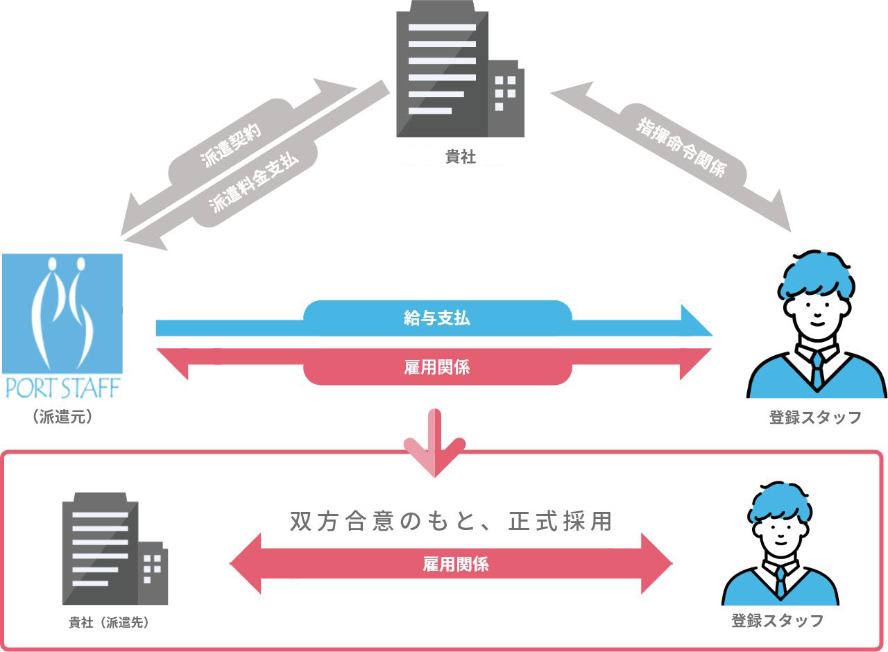 紹介予定派遣の図